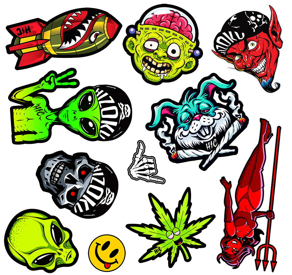 Color 6in X 6in Monster Sticker Sheet 9 Pack – Hizoku Cycles