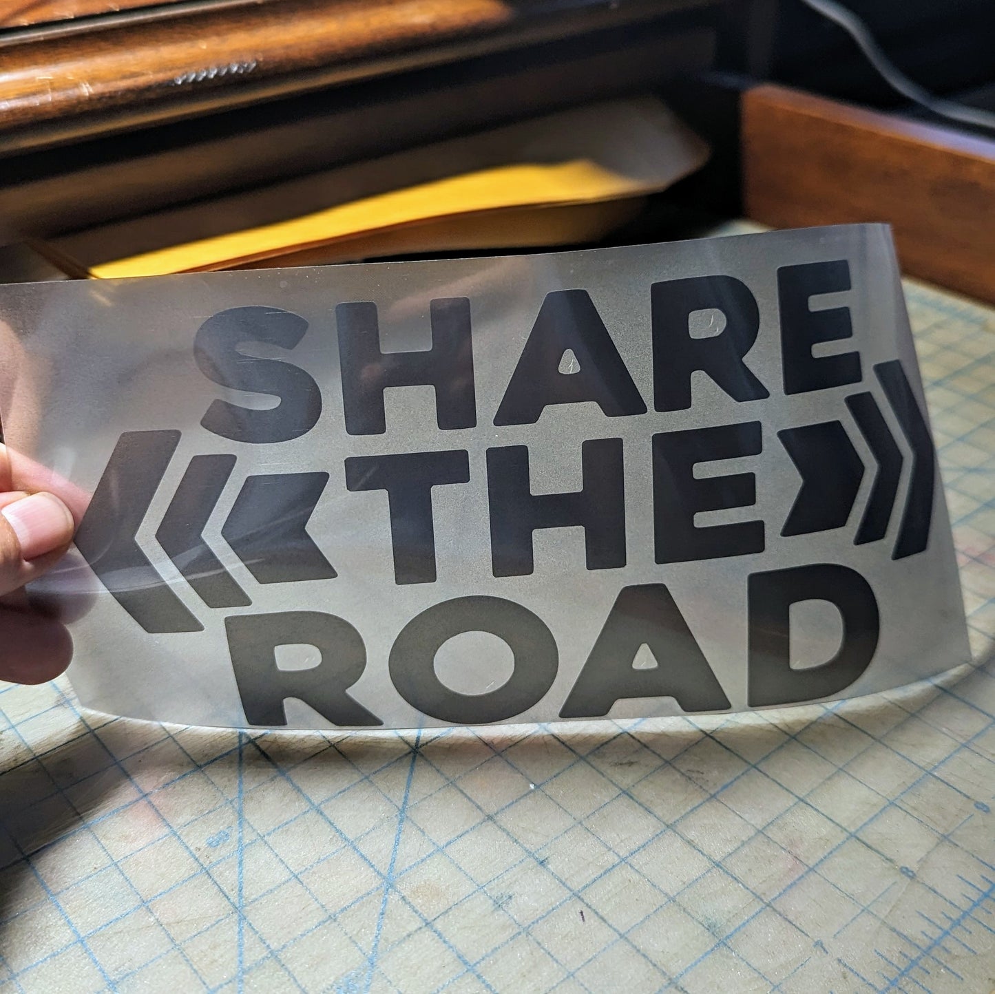"Share The Road" Iron on reflective vinyl sheet