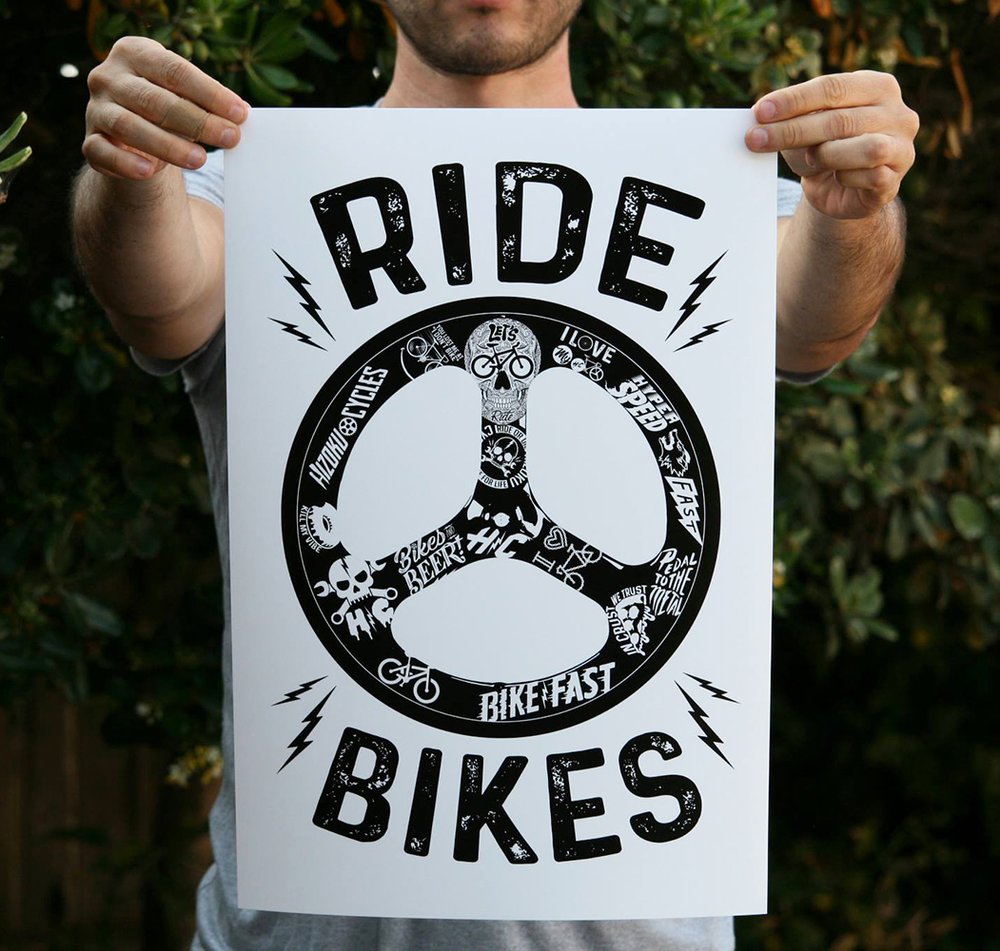 Ride Bikes Trispoke 13 x 19 Poster Print