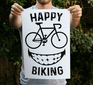 Happy Biking 13 x 19 Poster Print