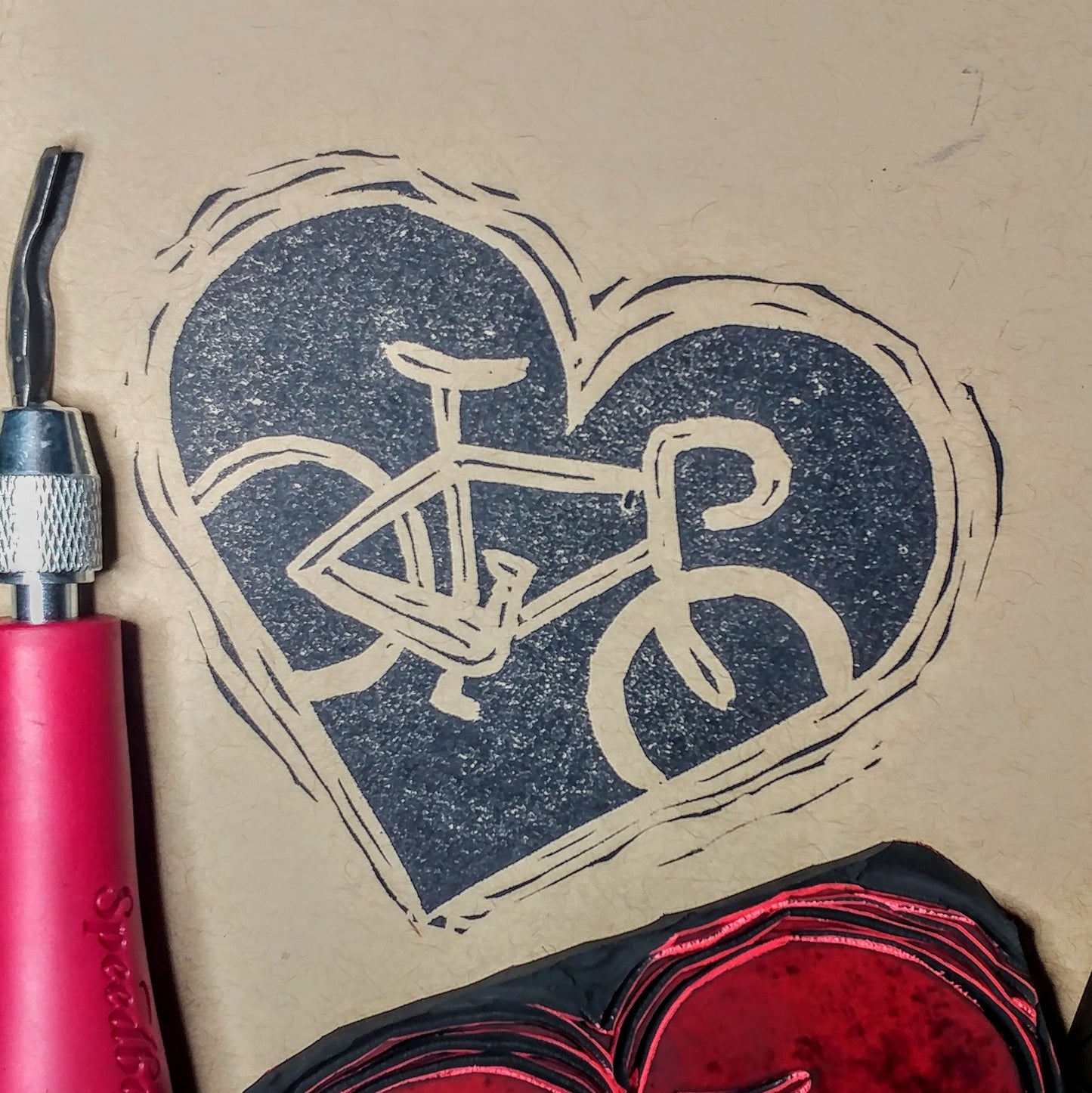 "Bike Love" 4x5.5" Block Print