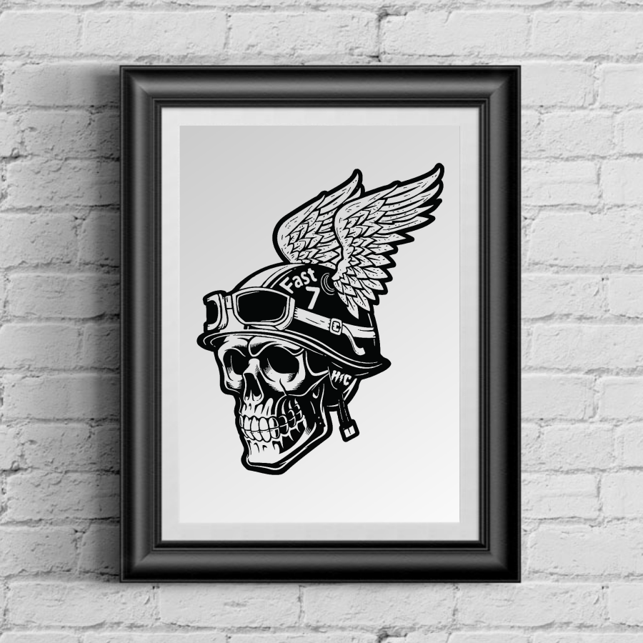 Moto Skull 13 x 19 Poster Print
