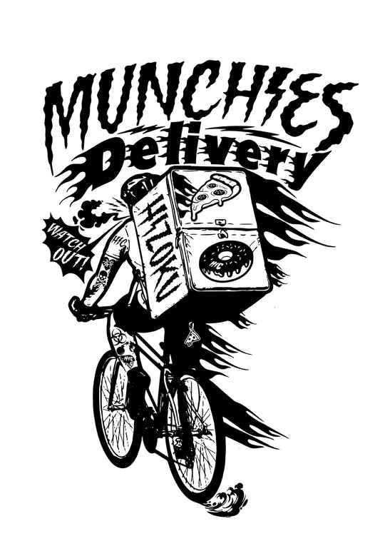 Munchies Delivery Black & White 13 x 19 Poster Print