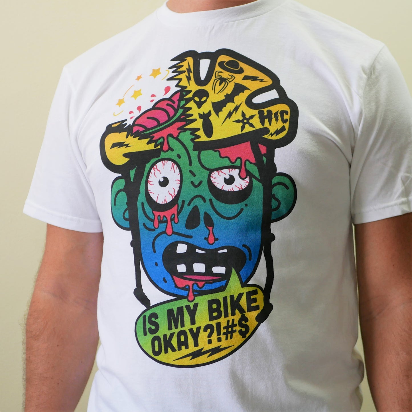 Limited Edition "Crashed Cyclist" Color Print White T