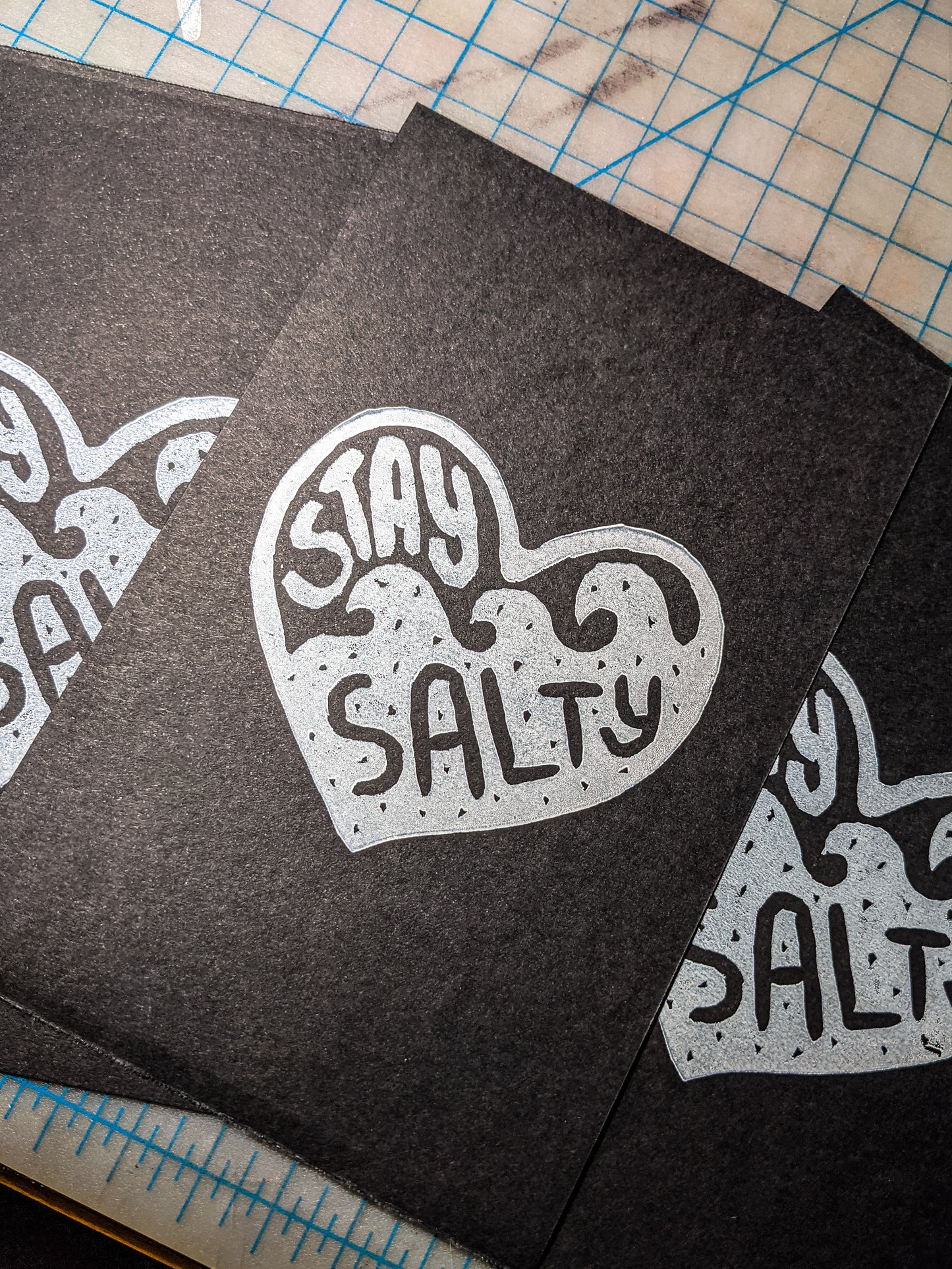 "Stay Salty" 5x7" Block Print