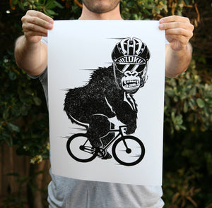 Gorilla on a Bike 13 x 19 Poster Print