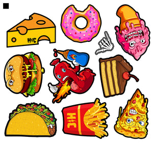 Color 6in X 6in Snack Attack Sticker Sheet 9 Pack