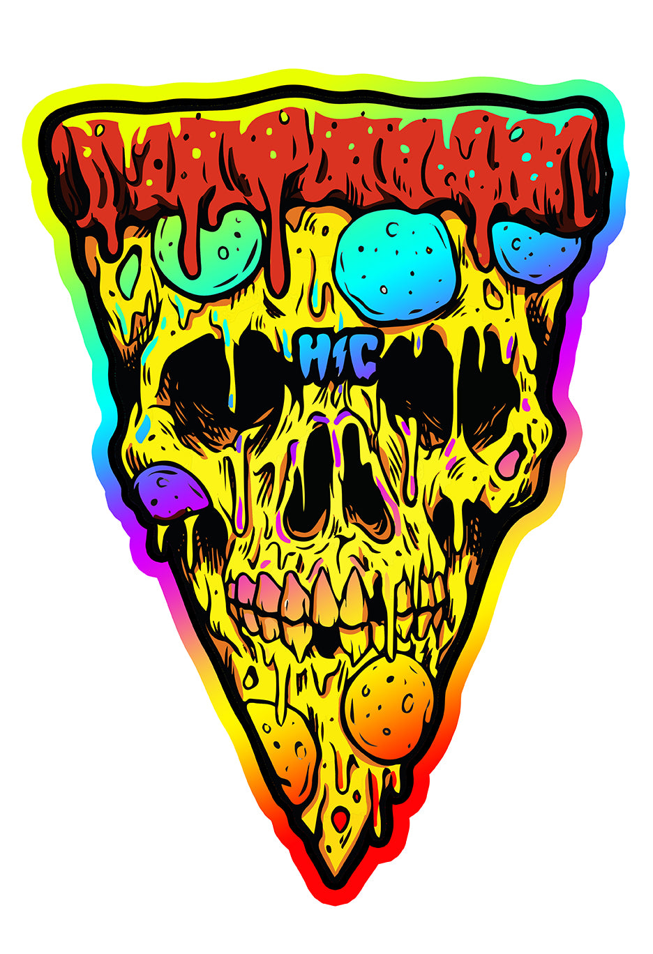 Pizza Skull Color 13 x 19 Poster Print